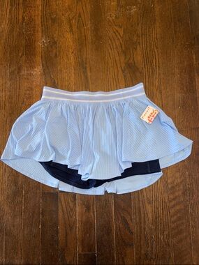 Free People Sky Blue Layered Mini Skirt with Navy Undershorts